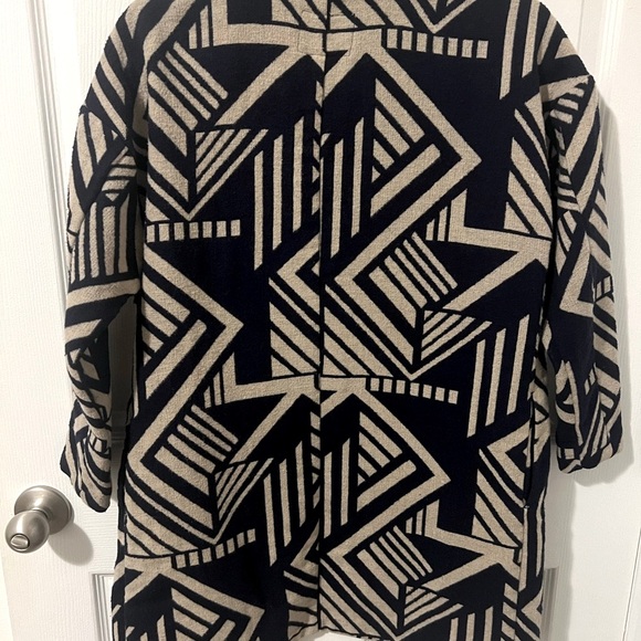 Old Navy Blue & White Geometric Open Front Coat - Picture 9 of 11